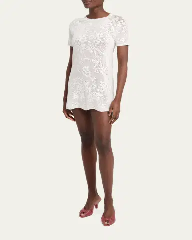 Chloé Cotton Pointelle Mini Dress | Thumbnail 4 Chloé Cotton Pointelle Mini Dress | Thumbnail 4