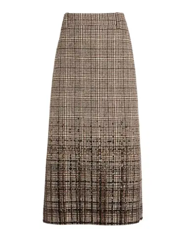 Brunello Cucinelli Shimmering Paillette Check Midi Skirt | Thumbnail 1 Brunello Cucinelli Shimmering Paillette Check Midi Skirt | Thumbnail 1