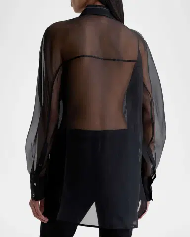 AG Jeans Relaxed-Fit Sheer Pinstripe Shirt | Thumbnail 3 AG Jeans Relaxed-Fit Sheer Pinstripe Shirt | Thumbnail 3