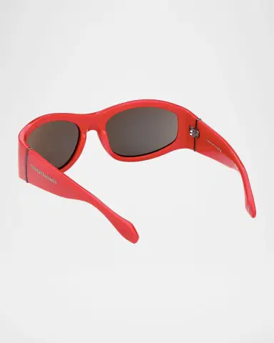 Christian Louboutin Men's Temple-Logo Acetate Rectangle Sunglasses | Thumbnail 3 Christian Louboutin Men's Temple-Logo Acetate Rectangle Sunglasses | Thumbnail 3