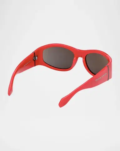 Christian Louboutin Men's Temple-Logo Acetate Rectangle Sunglasses | Thumbnail 5 Christian Louboutin Men's Temple-Logo Acetate Rectangle Sunglasses | Thumbnail 5