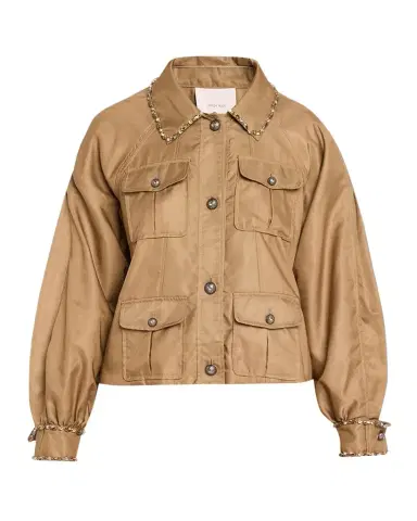 Cinq à Sept Rhinestone Chain Utility Jacket | Thumbnail 1 Cinq à Sept Rhinestone Chain Utility Jacket | Thumbnail 1