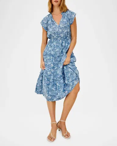 Rails Juni V-Neck Linen Midi Dress | Thumbnail 2 Rails Juni V-Neck Linen Midi Dress | Thumbnail 2
