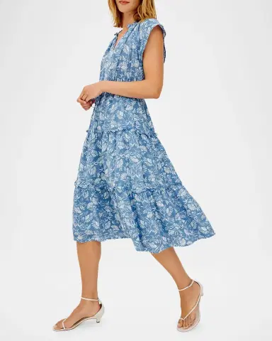 Rails Juni V-Neck Linen Midi Dress | Thumbnail 4 Rails Juni V-Neck Linen Midi Dress | Thumbnail 4