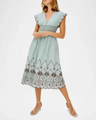 RAILS Roxanne Embroidered Cotton Midi Dress | Thumbnail 4 RAILS Roxanne Embroidered Cotton Midi Dress | Thumbnail 4