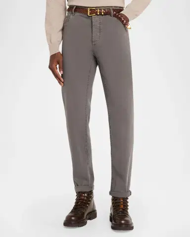 Brunello Cucinelli Men's Dyed Denim Slim-Straight Leg Five-Pocket Pants | Thumbnail 4 Brunello Cucinelli Men's Dyed Denim Slim-Straight Leg Five-Pocket Pants | Thumbnail 4