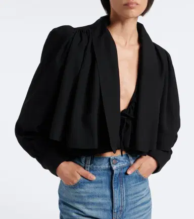 Chloé Chloé Gathered cropped faille jacket | Thumbnail 4 Chloé Chloé Gathered cropped faille jacket | Thumbnail 4