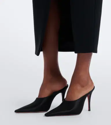 Amina Muaddi Felicia satin mules | Thumbnail 6 Amina Muaddi Felicia satin mules | Thumbnail 6