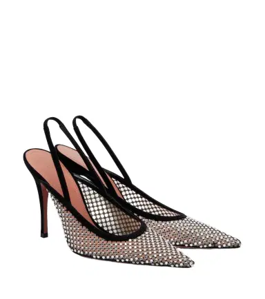 Amina Muaddi Felicia embellished mesh slingback pumps | Thumbnail 1 Amina Muaddi Felicia embellished mesh slingback pumps | Thumbnail 1