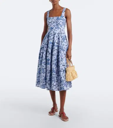 Erdem Striped printed cotton poplin midi dress | Thumbnail 6 Erdem Striped printed cotton poplin midi dress | Thumbnail 6