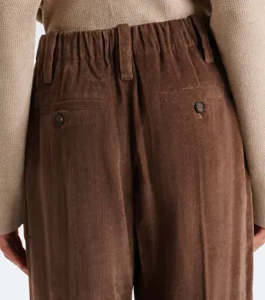 Brunello Cucinelli Pleated velvet straight pants | Thumbnail 4 Brunello Cucinelli Pleated velvet straight pants | Thumbnail 4