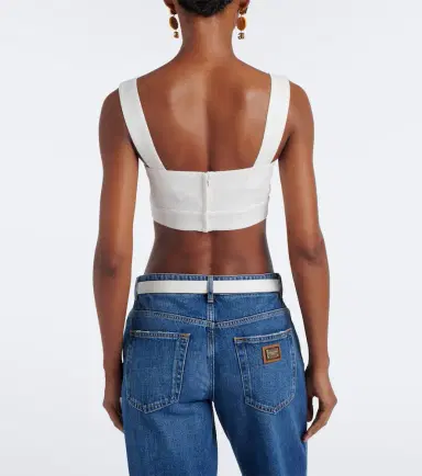 Dolce & Gabbana Cotton and linen-blend crop top | Thumbnail 4 Dolce & Gabbana Cotton and linen-blend crop top | Thumbnail 4