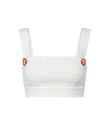 Dolce & Gabbana Cotton and linen-blend crop top | Thumbnail 1 Dolce & Gabbana Cotton and linen-blend crop top | Thumbnail 1