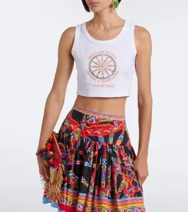 Dolce & Gabbana Carretto cotton-blend jersey crop top | Thumbnail 4 Dolce & Gabbana Carretto cotton-blend jersey crop top | Thumbnail 4
