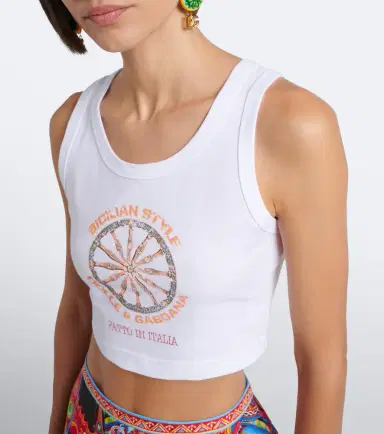 Dolce & Gabbana Carretto cotton-blend jersey crop top | Thumbnail 5 Dolce & Gabbana Carretto cotton-blend jersey crop top | Thumbnail 5