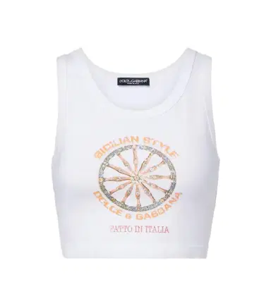Dolce & Gabbana Carretto cotton-blend jersey crop top | Thumbnail 1 Dolce & Gabbana Carretto cotton-blend jersey crop top | Thumbnail 1