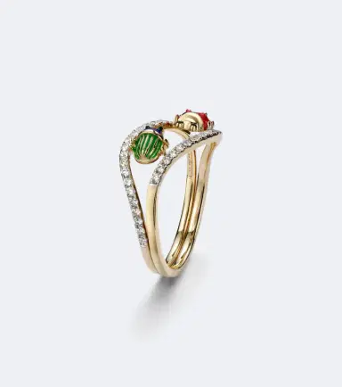 Yvonne Leon Yvonne Léon Alliance Coccinelle Scarabée Mini 9kt gold and enamel ring with diamonds | Thumbnail 2 Yvonne Leon Yvonne Léon Alliance Coccinelle Scarabée Mini 9kt gold and enamel ring with diamonds | Thumbnail 2