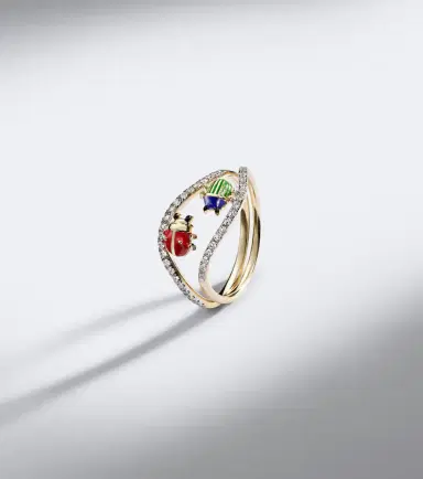 Yvonne Leon Yvonne Léon Alliance Coccinelle Scarabée Mini 9kt gold and enamel ring with diamonds | Thumbnail 5 Yvonne Leon Yvonne Léon Alliance Coccinelle Scarabée Mini 9kt gold and enamel ring with diamonds | Thumbnail 5
