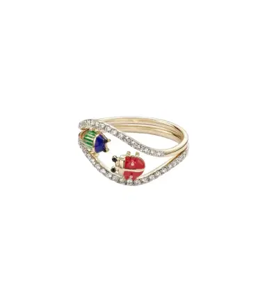 Yvonne Leon Yvonne Léon Alliance Coccinelle Scarabée Mini 9kt gold and enamel ring with diamonds | Thumbnail 1 Yvonne Leon Yvonne Léon Alliance Coccinelle Scarabée Mini 9kt gold and enamel ring with diamonds | Thumbnail 1