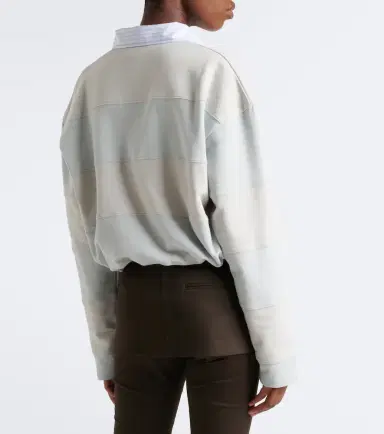 Acne Studios Striped cotton fleece polo sweatshirt | Thumbnail 2 Acne Studios Striped cotton fleece polo sweatshirt | Thumbnail 2