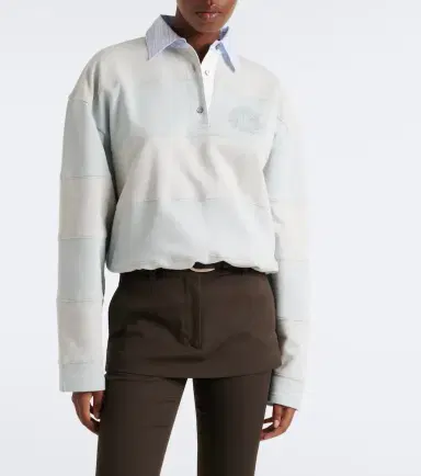 Acne Studios Striped cotton fleece polo sweatshirt | Thumbnail 3 Acne Studios Striped cotton fleece polo sweatshirt | Thumbnail 3