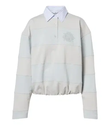 Acne Studios Striped cotton fleece polo sweatshirt | Thumbnail 1 Acne Studios Striped cotton fleece polo sweatshirt | Thumbnail 1
