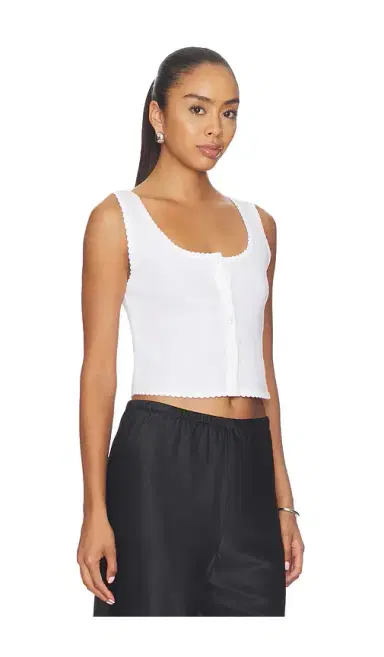 LESET Pointelle Button Down Tank | Thumbnail 2 LESET Pointelle Button Down Tank | Thumbnail 2
