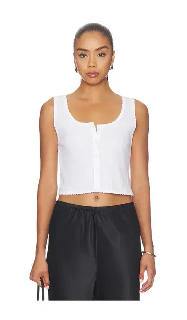 LESET Pointelle Button Down Tank | Thumbnail 1 LESET Pointelle Button Down Tank | Thumbnail 1