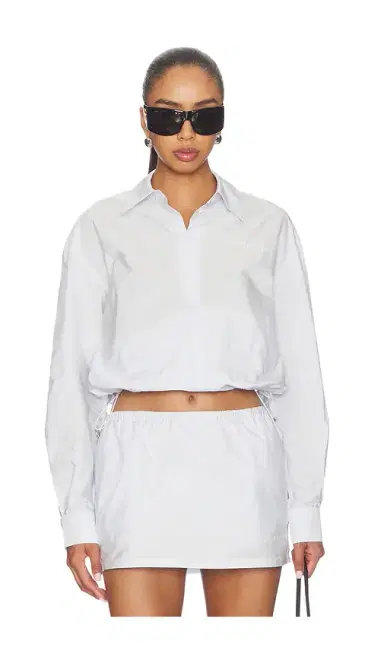 Alexander Wang Cropped Shirt With Bungee Hem | Thumbnail 1 Alexander Wang Cropped Shirt With Bungee Hem | Thumbnail 1