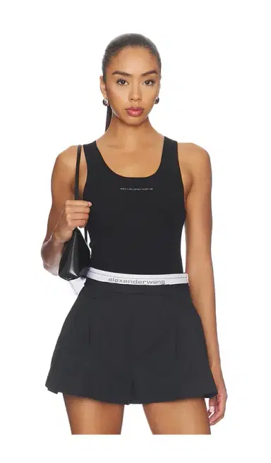 Alexander Wang Racer Tank With Jacquard Logo | Thumbnail 1 Alexander Wang Racer Tank With Jacquard Logo | Thumbnail 1