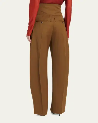 Ferragamo Pleated Wool-Cashmere Barrel-Leg Trousers | Thumbnail 3 Ferragamo Pleated Wool-Cashmere Barrel-Leg Trousers | Thumbnail 3