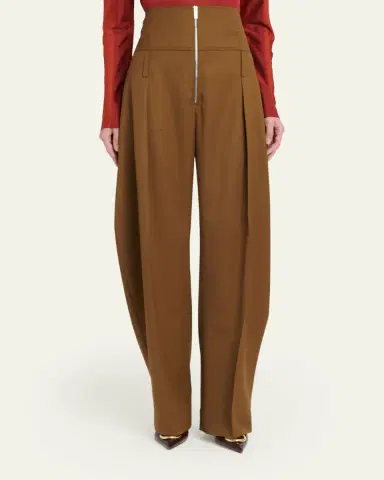 Ferragamo Pleated Wool-Cashmere Barrel-Leg Trousers | Thumbnail 4 Ferragamo Pleated Wool-Cashmere Barrel-Leg Trousers | Thumbnail 4