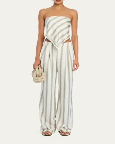 SEROYA Marlowe Striped Satin Pants | Thumbnail 2 SEROYA Marlowe Striped Satin Pants | Thumbnail 2