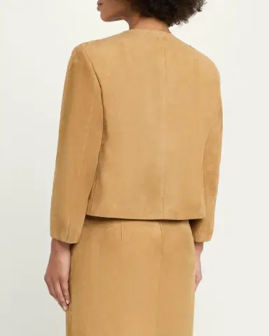 Akris Collarless Suede Single-Breasted Jacket | Thumbnail 3 Akris Collarless Suede Single-Breasted Jacket | Thumbnail 3