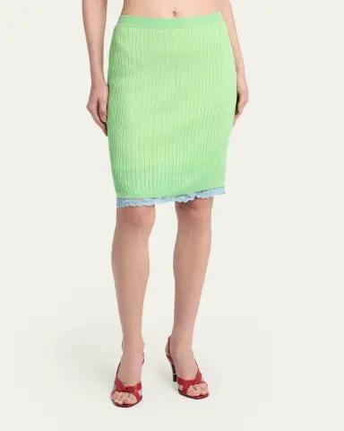 Versace Ribbed Lace Skirt | Thumbnail 4 Versace Ribbed Lace Skirt | Thumbnail 4