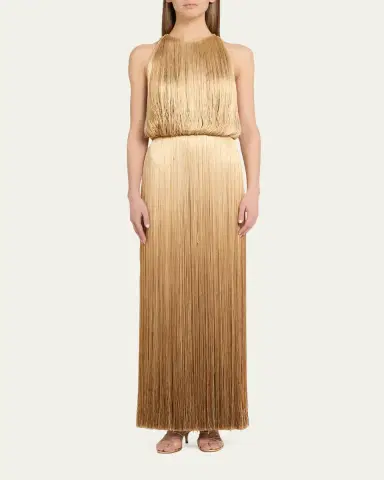 Oscar de la Renta Sleeveless Ombre Fringe Maxi Dress | Thumbnail 2 Oscar de la Renta Sleeveless Ombre Fringe Maxi Dress | Thumbnail 2
