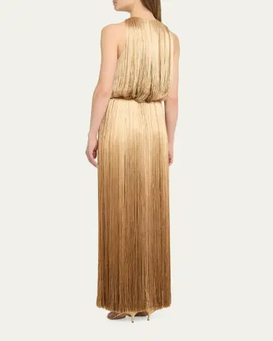 Oscar de la Renta Sleeveless Ombre Fringe Maxi Dress | Thumbnail 3 Oscar de la Renta Sleeveless Ombre Fringe Maxi Dress | Thumbnail 3