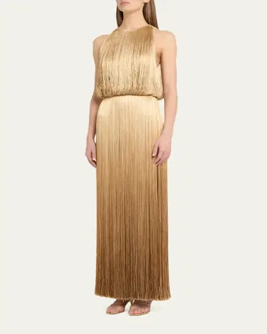 Oscar de la Renta Sleeveless Ombre Fringe Maxi Dress | Thumbnail 4 Oscar de la Renta Sleeveless Ombre Fringe Maxi Dress | Thumbnail 4
