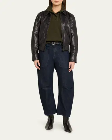 Nili Lotan Aime Zipped Leather Bomber Jacket | Thumbnail 2 Nili Lotan Aime Zipped Leather Bomber Jacket | Thumbnail 2
