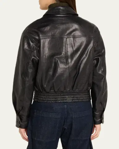Nili Lotan Aime Zipped Leather Bomber Jacket | Thumbnail 3 Nili Lotan Aime Zipped Leather Bomber Jacket | Thumbnail 3