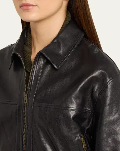 Nili Lotan Aime Zipped Leather Bomber Jacket | Thumbnail 5 Nili Lotan Aime Zipped Leather Bomber Jacket | Thumbnail 5