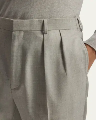 Ralph Lauren Purple Label Men's Cotton-Stretch Straight Leg Pleated Trousers | Thumbnail 5 Ralph Lauren Purple Label Men's Cotton-Stretch Straight Leg Pleated Trousers | Thumbnail 5
