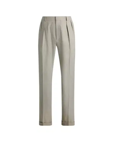 Ralph Lauren Purple Label Men's Cotton-Stretch Straight Leg Pleated Trousers | Thumbnail 1 Ralph Lauren Purple Label Men's Cotton-Stretch Straight Leg Pleated Trousers | Thumbnail 1