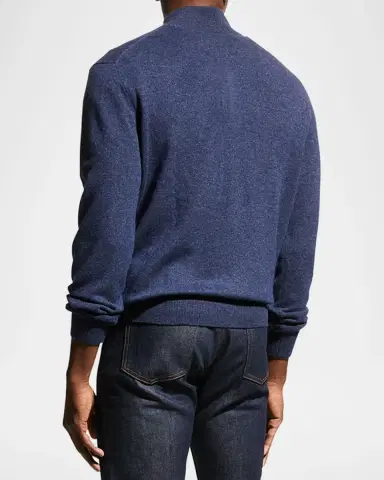 Neiman Marcus Men's Wool-Cashmere 1/4-Zip Sweater | Thumbnail 3 Neiman Marcus Men's Wool-Cashmere 1/4-Zip Sweater | Thumbnail 3