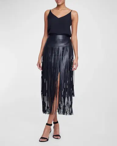 L'AGENCE Karolina Faux Leather Fringe Skirt | Thumbnail 3 L'AGENCE Karolina Faux Leather Fringe Skirt | Thumbnail 3