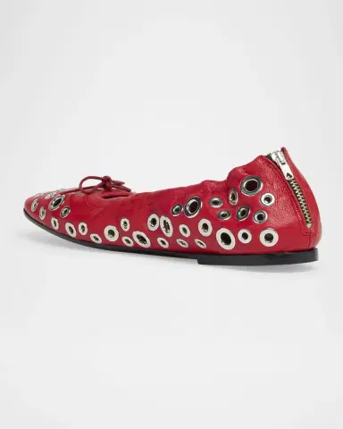 Golden Goose Amy Grommet Zip Leather Ballerina Flats | Thumbnail 4 Golden Goose Amy Grommet Zip Leather Ballerina Flats | Thumbnail 4