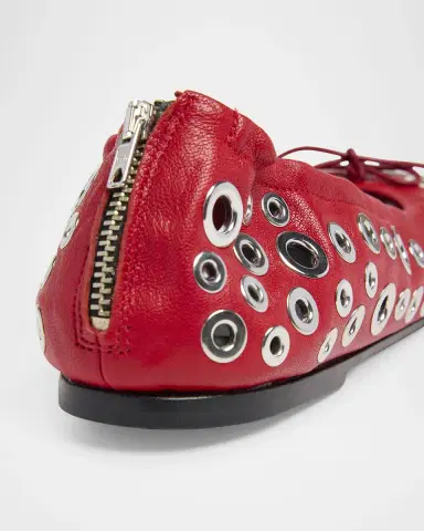 Golden Goose Amy Grommet Zip Leather Ballerina Flats | Thumbnail 5 Golden Goose Amy Grommet Zip Leather Ballerina Flats | Thumbnail 5