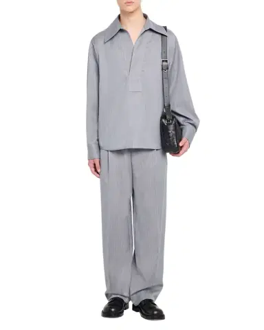 Bottega Veneta Men's Wool Chevron Pleated Wide-Leg Trousers | Thumbnail 1 Bottega Veneta Men's Wool Chevron Pleated Wide-Leg Trousers | Thumbnail 1