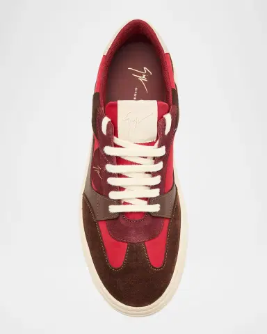 Giuseppe Zanotti Men's Textile and Leather Low-Top Sneakers | Thumbnail 4 Giuseppe Zanotti Men's Textile and Leather Low-Top Sneakers | Thumbnail 4