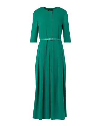 Akris Pleated Wool Belted Midi Dress | Thumbnail 1 Akris Pleated Wool Belted Midi Dress | Thumbnail 1